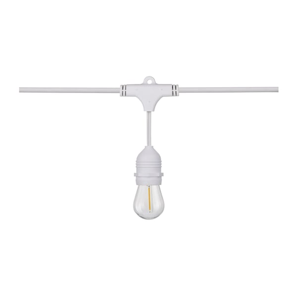 24-Foot LED String Light Fixture With 12-S14 Lamps, 2000K, White Cord